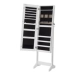 SONGMICS Freestanding Lockable Jewellery Cabinet with Frameless Mirror, White