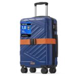 SONGMICS Hard Shell Suitcase, ABS Luggage Trolley with TSA Lock, 20 Inch, with Strap, 4 Double Spinner Wheels, 55cm, Blue, TREVO Collection