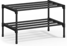 SONGMICS Shoe Rack 2-Tier, Narrow Shoe Storage Organizer 45 x 30 x 37 cm
