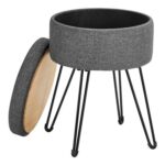 SONGMICS round Storage Ottoman with 4 Metal Legs