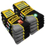 SOXCO 10 Pairs Mens Work Socks, Black Crew Length DRI-WIK Moisture Management