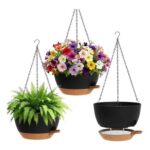 SQOKHT 20.3cm Self-Watering Hanging Planters, 3-Pack, Indoor/Outdoor