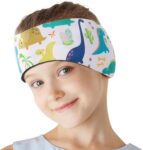 SSKHE Swimming Headband for Kids Adults, Cartoon Waterproof Adjustable Headband Ear Band Bathing Swimmer Ear Protection (White, One Size)