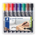 STAEDTLER Lumocolor Permanent Marker, Chisel Tip, 2-5mm, Pack of 8