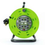 STATUS 4 Socket Cable Reel, 25m, Green, 13 Amp, Thermal Cut Out, Heavy Duty, Outdoor Extension Lead