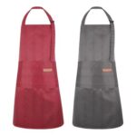 Saerryor 2-Pack Unisex Adjustable Bib Apron with Pockets, Grey/Red