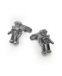 Savile Row Company – Silver Tone Rhodium Plated Robot Cufflinks