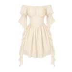 Scarlet Darkness Renaissance Off-Shoulder Pirate Medieval Dress Cream