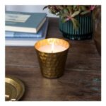 Scented Candle – Gold Tone Hammered Metal