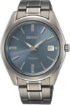 Seiko 40mm Blue Dial Titanium Mens Quartz Watch, Model: SUR371P1