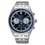 Seiko 41.5mm Chronograph Blue Dial Steel Mens Quartz Watch at Watchnation FBA