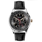 Sekonda Maverick Mens 43mm Quartz Leather Strap Analogue Watch, 50M Water Resistance, Sunray Dial, Day & Date Display, Tachymeter Bezel