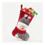 Sequin Christmas Stocking Red Candy Bag Ornament (Snowman)