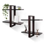Set of 2 Floating Wall Shelves, Walnut