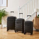 Set of 3 Black Hard Shell Suitcases Free Click and Collect