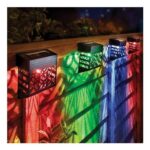 Set of 4 Solar Fence Lights Warm White and Colour-Changing, H10.5cm