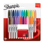 Sharpie Permanent Markers, Fine Point, Assorted Colours, 24 Count