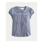 Short-Sleeve Statement Collar Shirt