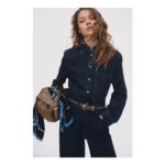 Shoulder-Pad Denim Shirt