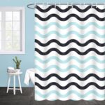Shower Curtain, Premium PEVA Blue Waves Shower Curtains Mould Proof Resistant Waterproof Shower Curtain for Wet Rooms, Shower, Bath,180x180cm