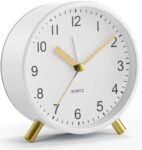 Silent Analog Quartz Kids Alarm Clock, Round Metal, Night Light – White. Sold by SH EU FBA