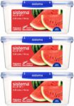 Sistema KLIP IT PLUS Food Storage Containers 3.35 L Leak-ProofStackable & Airtight Fridge/Freezer Containers with Lids BPA-Free Plastic Blue Clips 3 Count