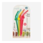 Six Pack Multicoloured Reusable Flowers Straws