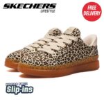 Skechers Womens Hands Free Slip-Ins Courtside Leopard Trainers with code