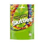 Skittles Crazy Sour Sweets Fruit Flavoured Pouch Bag 136g