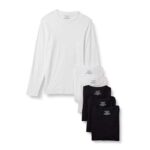 Slim-Fit Cotton Crew Neck, Short and Long Sleeve T Shirt, Pack of 6, Undershirt and Vests for Men – Large
