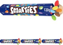 Smarties Milk Chocolate Giant Tube – Colourful Crisp Sugar Shells, 120g Pack of 4