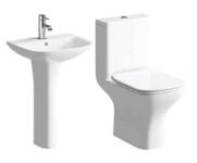 Smooth Y Square 1 Tap Hole 560mm Basin & Toilet Set (9095X)