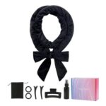 Soft Velour Heatless Hair Curlers Headband, 8-Pack, Black
