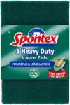 Spontex 3 Heavy Duty Scourer Pads with Stop Grease