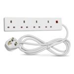 Status 4-Way Socket Extension Lead, 4m, Neon Indicator, Wall Mountable