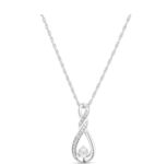 Sterling Silver Diamond Droplet Pendant Necklace – Free C&C