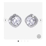 Sterling Silver Halo Cushion Earrings, DiamonFlash