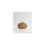 Stone Raffia Look Flower Clasp Box Clutch