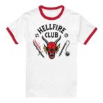 Stranger Things Hellfire Club Ringer Tee Unisex White/Red Large