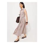 Studio Edit Cream Striped Sleeveless Midi Shirt Dress