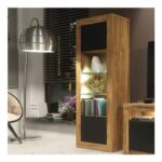 Stylish and Modern Cabinet with Glass Shelves and LED Lights