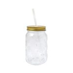 Sunflower Glass Drinking Jar with a Straw