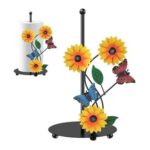Sunflower Paper Towel Holder – Black Metal, Free Standing, Non-Slip