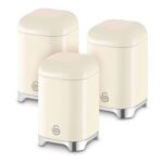 Swan Solace 3 Canisters, Tea Coffee Sugar, 1.5L, Cream