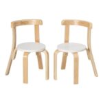 Swegrow Wooden Kids Stackable Chairs Set of 2, White