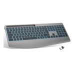 TECURS Wireless Keyboard with Wrist Rest, 2.4GHz Backlit, Phone Holder