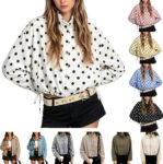TEPTDirio Womens Jackets Stand Collar Full Zip Bomber Jackets Women Retro Cropped Womens Jacket Lightweight Casual Winter Jacket Women Oversized Womens Coats Windbreaker Fall Fashion Streetwear
