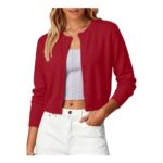 TOFOTL Womens Lightweight Knit Cardigans, Long Sleeve, Red, XS