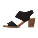 TOMS Womens Majorca Cutout Heeled Sandal, Black Melange Woven, UK5