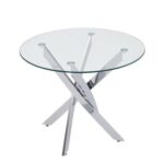 TOTEBOX round Dining Table, 90cm, Modern with Metal Cross Legs